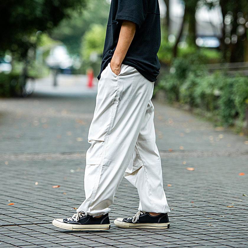 人気カラーの ワイドパンツ ホワイト メンズ パンツ ストリートパンツ 韓国